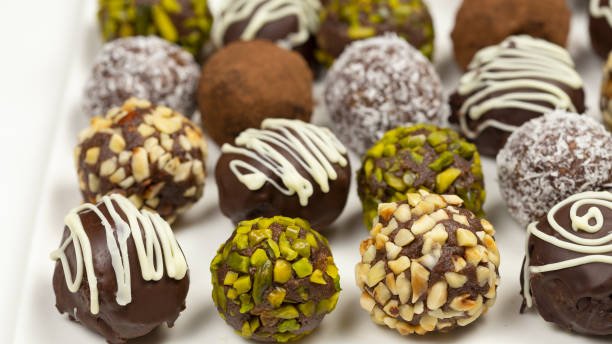 Dark and white chocolate nut truffles